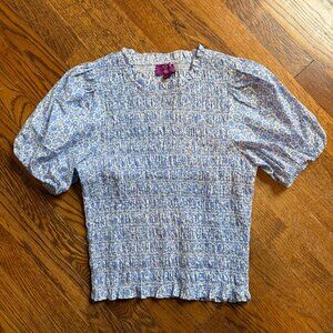 JCrew Liberty Fabric Smoked Puff SLeeve Floral Top, size Small